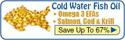 Omega 3 Fish Oil from cold water fish including Salmon, Krill, Cod