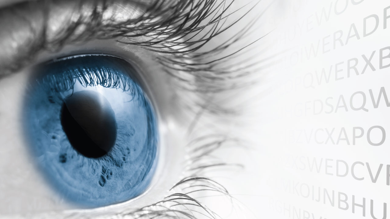 eye looking at vision test