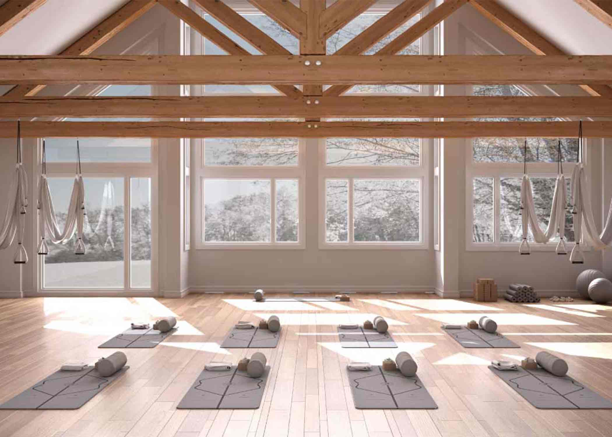 Yoga studio with wearable health accessories