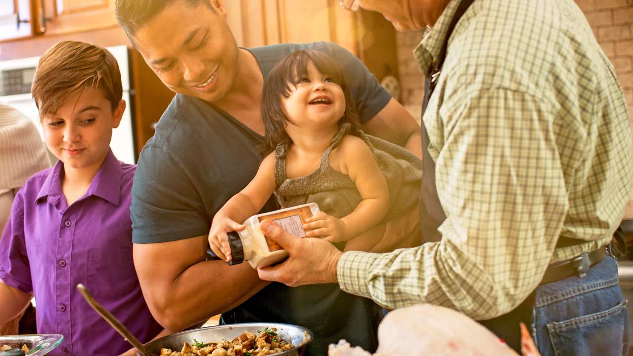 Family eating nutrient rich food for the holidays