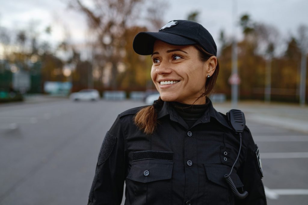 Smiling woman cop