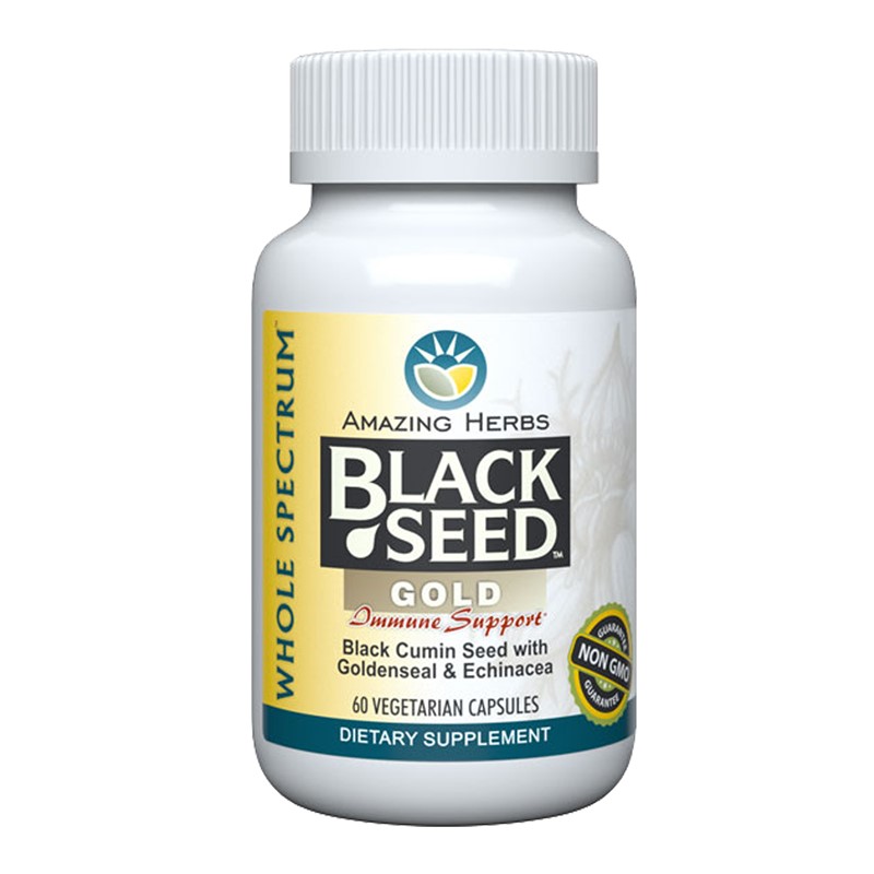 Amazing Herbs <br> Black Seed Gold Black Seed, Goldenseal & Echinacea