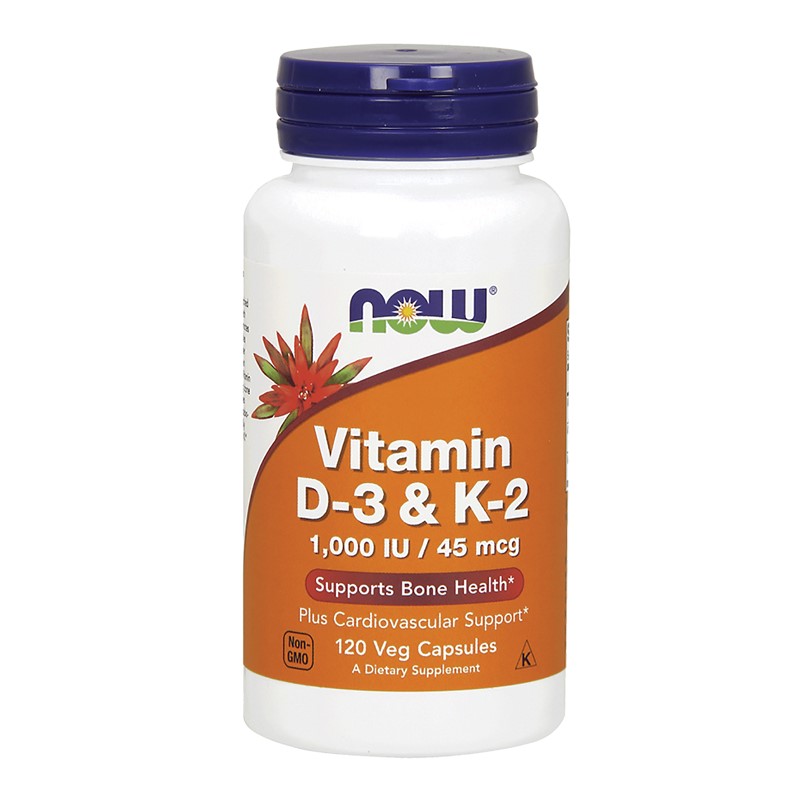 Now Foods <br> Vitamin D-3 & K-2 Veg Capsules