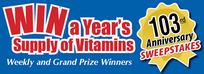 Enter to Win Free Vitamins in Our Anniversary Sweepstakes