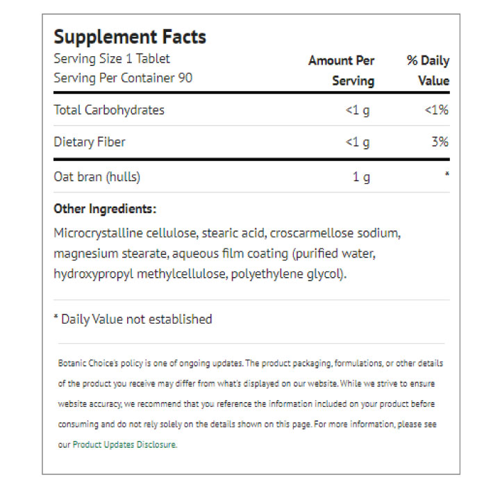 Buy Oat Bran 1000 mg. 90 tablets Botanic Choice
