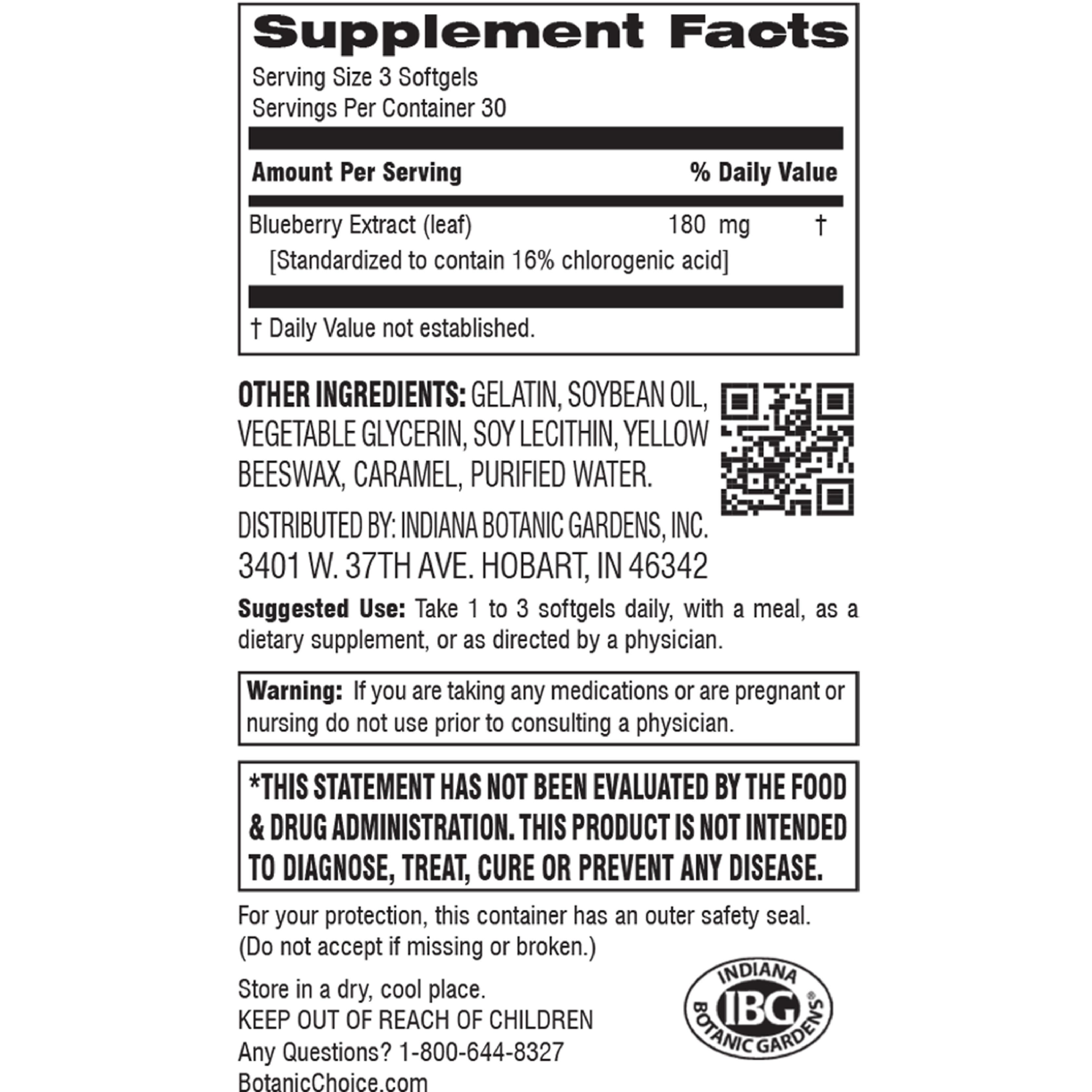 Buy Blueberry Leaf Extract 90 softgels Botanic Choice